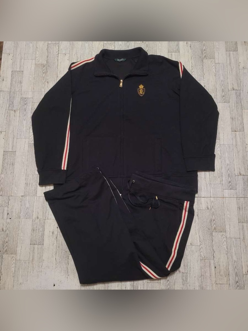 Women’s Lauren Ralph Lauren Red Black Athletic Tracksuit Set Size XXL Crest